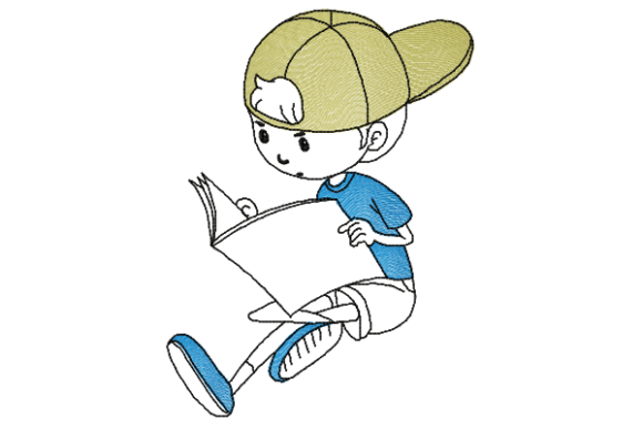 Boy Reading: A Thoughtful Back-to-School Embroidery Design